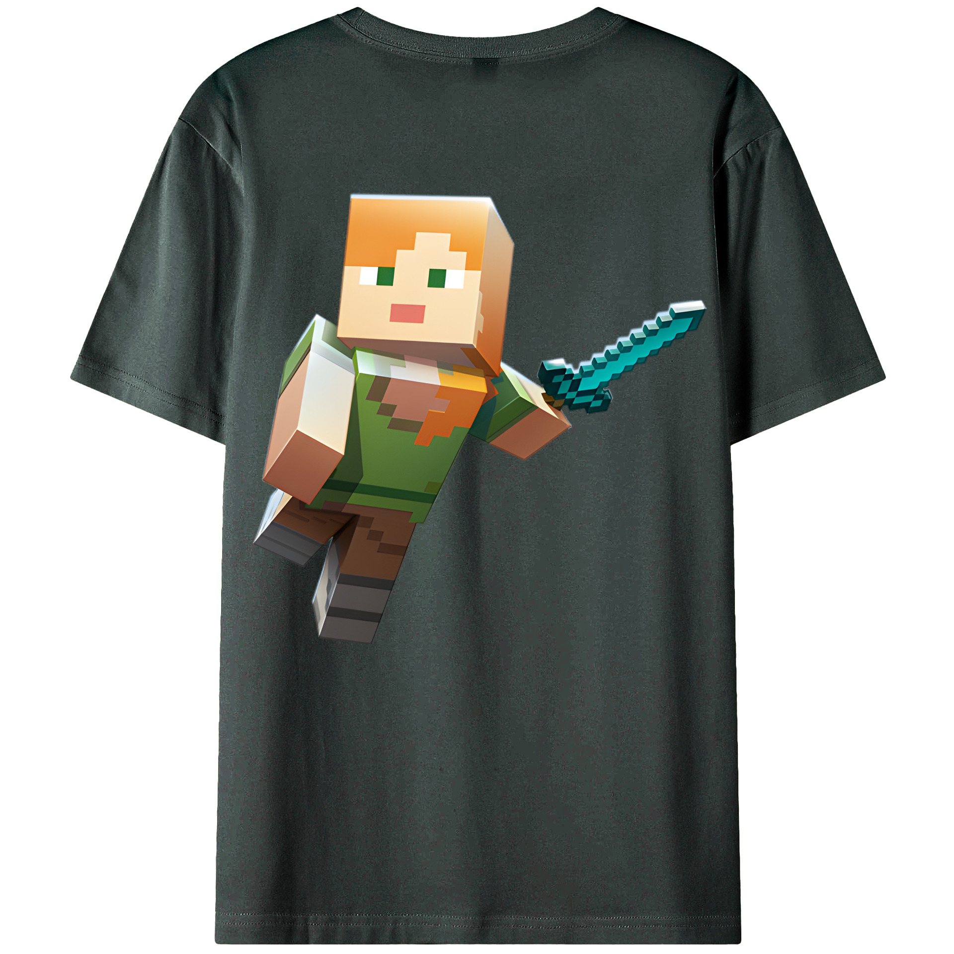 （画像用） マインクラフト ブロックの世界 Minecraft MC Block world 綿100％ メンズ半袖Tシャツ（バックプリント） 通気性